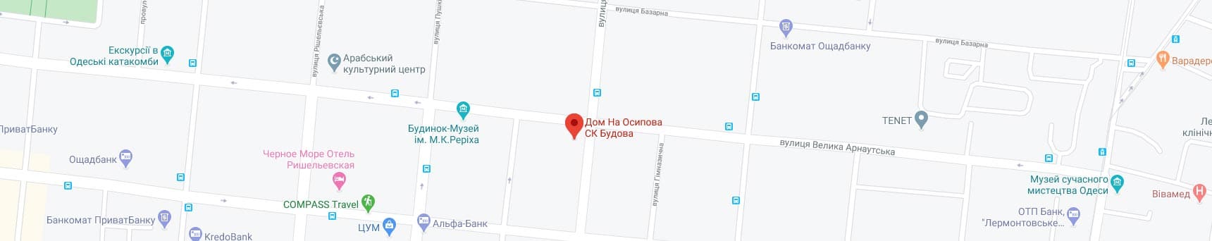 Карта Google Дом на Осипова