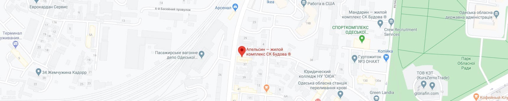 Карта Google ЖК Апельсин