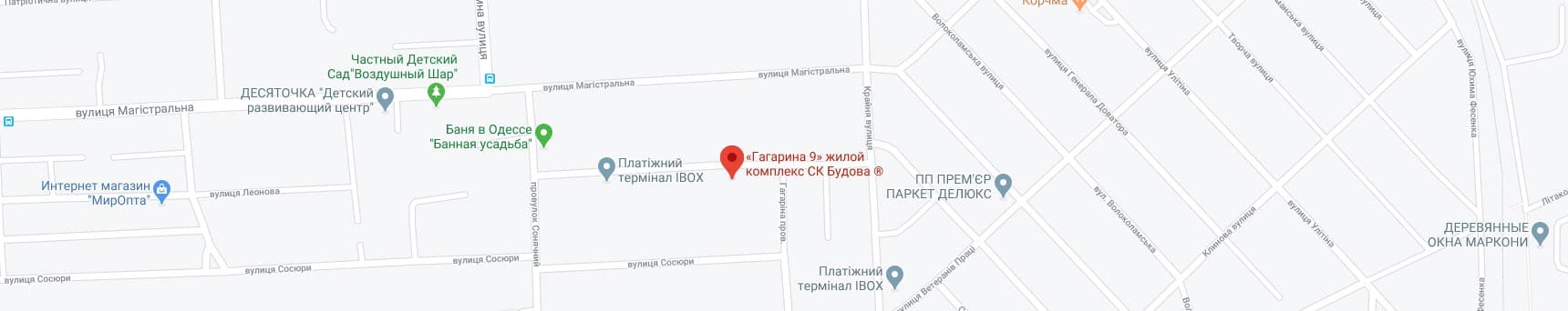 Карта Google ЖК на Гагарина, 9