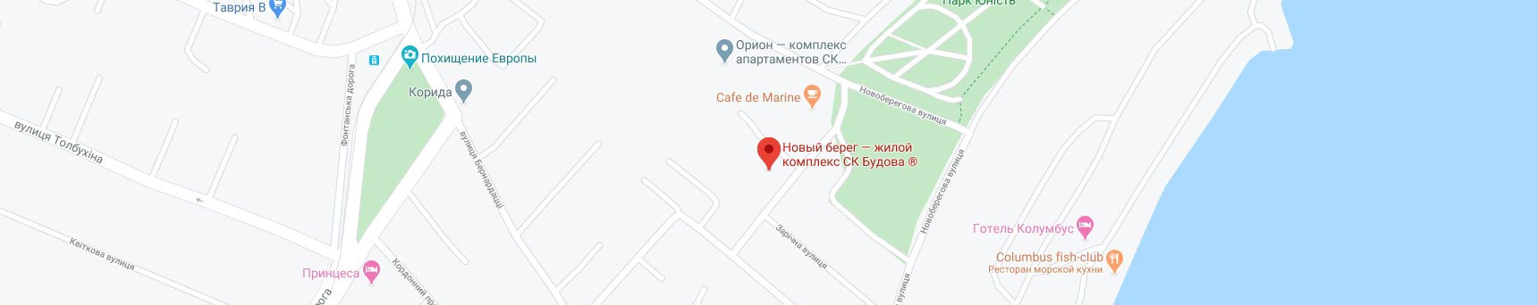 Карта Google ЖК Новый берег
