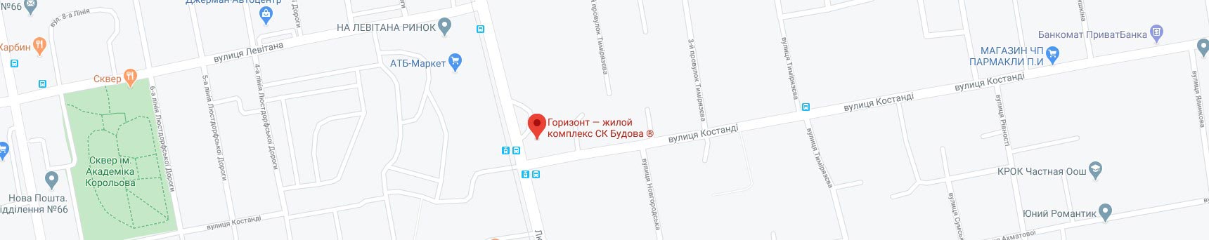 Карта Google ЖК Горизонт